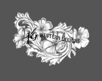 Floral Patch, LewisFlax Leather Tooling Western Scroll-Vines Tracing Design Pattern