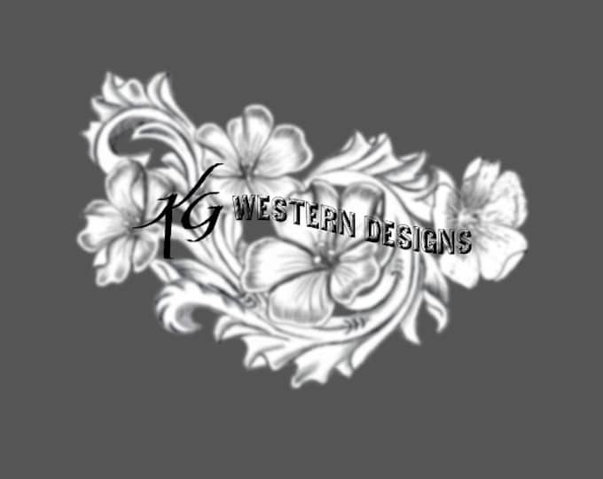 Floral Patch, LewisFlax Leather Tooling Western Scroll-Vines Tracing Design Pattern