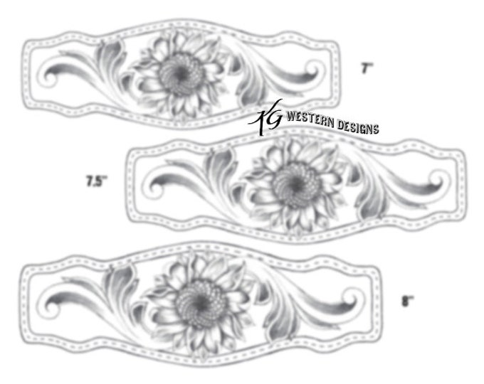 Leather Bracelet Pattern -Cuff 3 Sizes Print Out Tooling Sunflower and Vines Pattern Design
