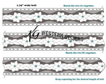 Leather Belt Pattern, Flowers, Braided Rope, Tooling Design 3 sizes PDF Download