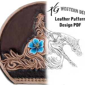 Western Reining Cowgirl & Horse Shape Filigree Design Floral Carving Leather Tooling Tracing Pattern PDF Download