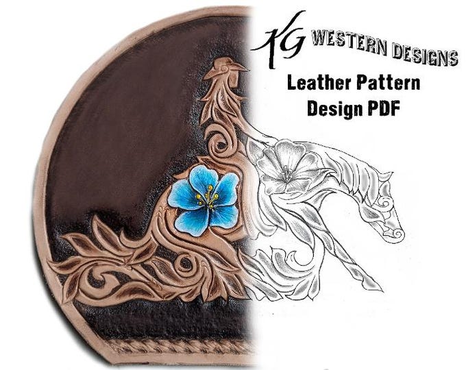 Western Reining Cowgirl & Horse Shape Filigree Design Floral Carving Leather Tooling Tracing Pattern PDF Download