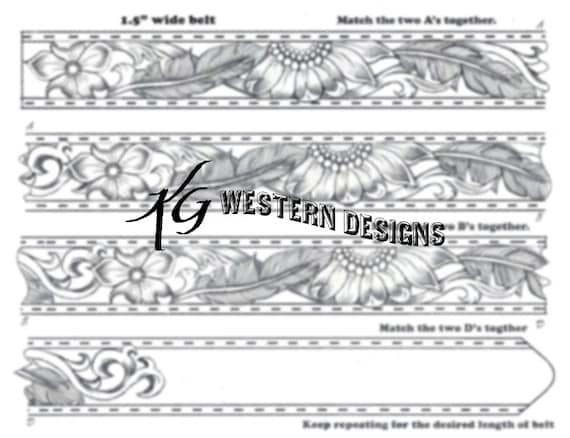 Leather Belt Tooling Sunflower Feathers- Design Pattern PDF