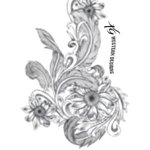 Leather Tooling Element Feathers-Sunflowers-Daisy Floral Vines- Tracing Tattoo Design Pattern