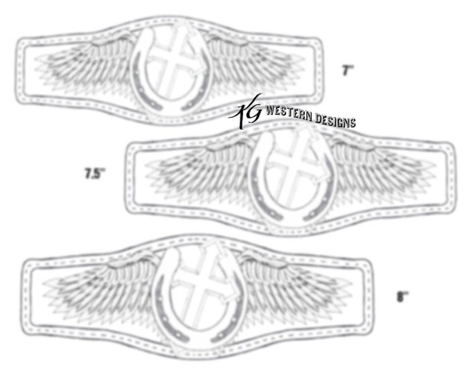 Leather Bracelet-Cuff 3 Sizes Print Out Tooling Angel Wings-Cross-Horseshoe Design Pattern
