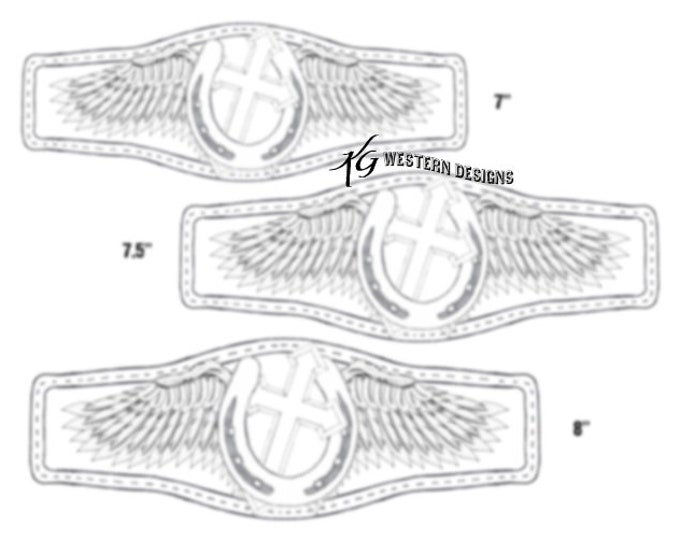 Leather Bracelet-Cuff 3 Sizes Print Out Tooling Angel Wings-Cross-Horseshoe Design Pattern