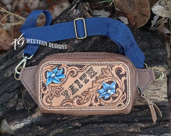 Fanny Pack Pattern, Top Zipper Opening, Leather Tooled, Hip Bag, Travel Crossbody Purse, Template PDF Pattern