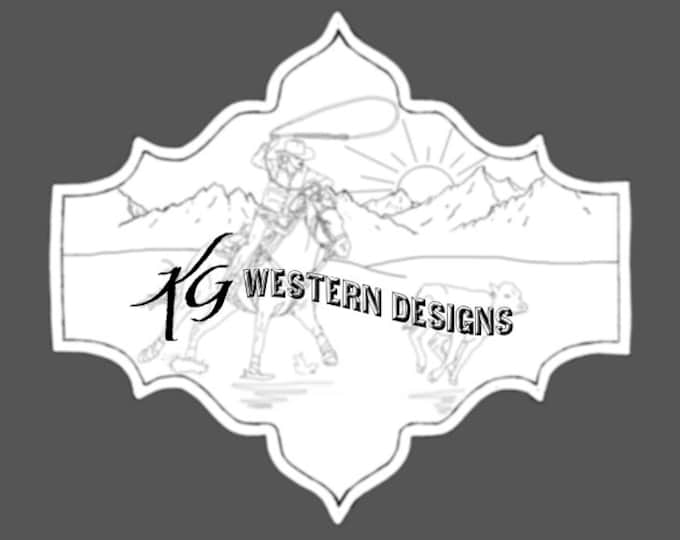 Cowgirl Roping Calf Scene with Mountains, Horse and Cowgirl Ranching- Carving Tracing Design Pattern
