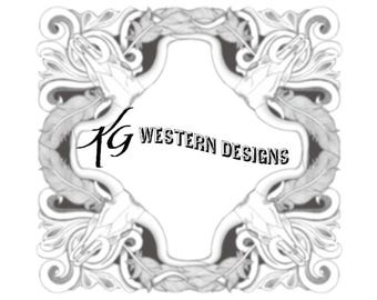 Western Cow Skull Feathers & Vines Leather Tooling Corner Tracing Pattern Design