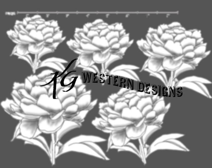 Peonies Flower Leather Tooling Tracing Floral Design Pattern Pack