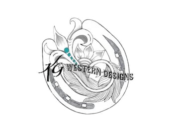 Western Horseshoe Leather Tooling Tracing Pattern Design