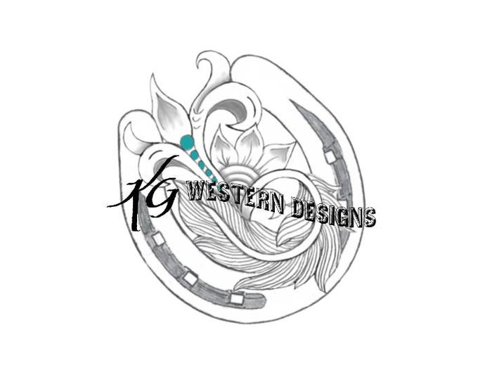 Western Horseshoe Leather Tooling Tracing Pattern Design