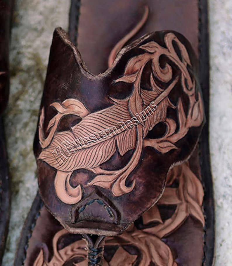 Feather & Vines Leather Tooling Pattern Design Etsy
