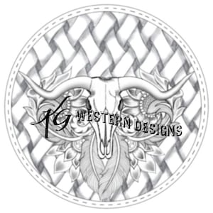 Leather Tooling Western Longhorn Cow Skull Round Purse Rope Can Tracing Template Pattern Design