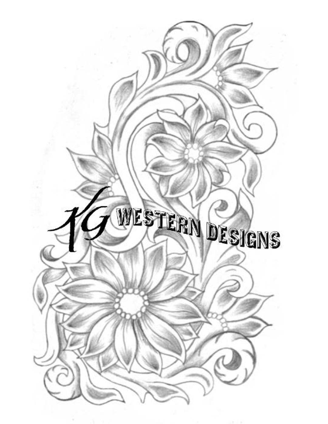 Leather Tooling Sunflower Daisy Floral Vines Tracing Design Pattern PDF ...