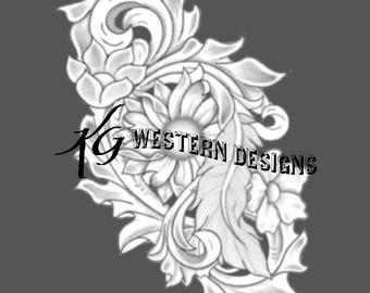 Daisy Sunflowers Black Eyed Susan-Vines-Feather Leather Tooling Tracing Design Pattern