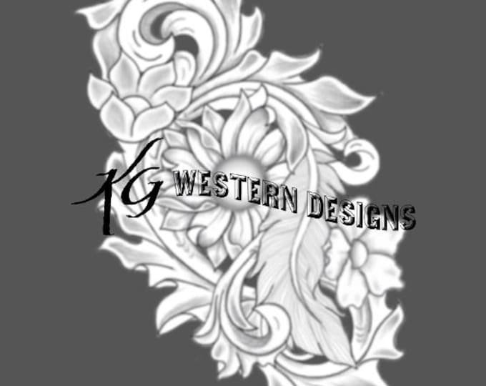Daisy Sunflowers Black Eyed Susan-Vines-Feather Leather Tooling Tracing Design Pattern