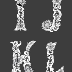 Full Alphabet Pack- Western Filigree Design - Leather Tooling- Feathers ...