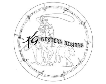 Cowgirl Roper & Horse Western Carving Tooling Tracing Design Pattern PDF