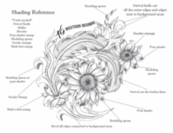 flowerlower320design Brown Feather Leather Tooling Feathers-sunflowers-daisy Floral Vines- Rope