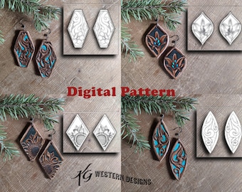 Leather Earrings Tooling Pattern (4 Pack) #3