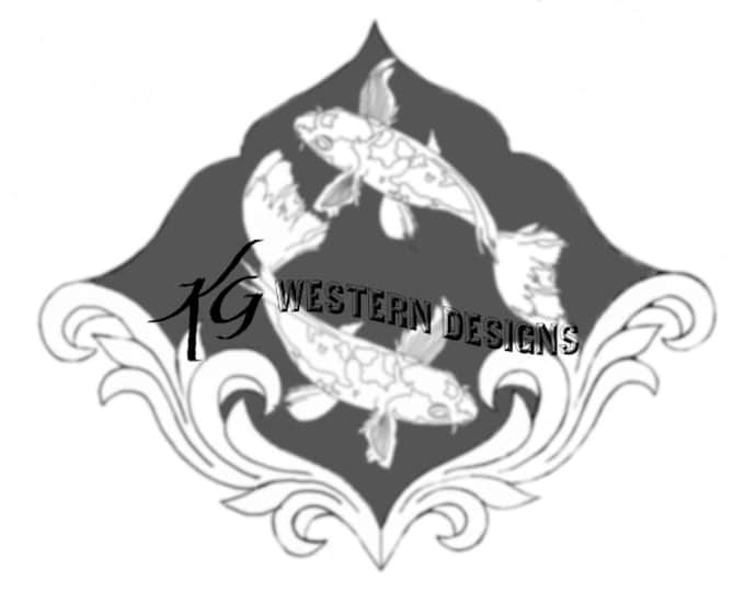 Koi Fish Design Western Vines Outline Shape Tooling Design Pattern