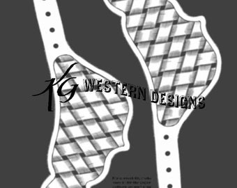Leather Spur Straps PDF Pattern Template Basketweave Design
