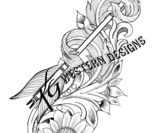 Arrow + Feathers and Vines Leather Tooling Design Pattern PDF