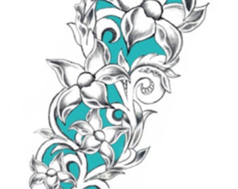 Cascading Flowers and Vines Leather Tooling PATTERN Design