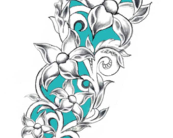 Cascading Flowers and Vines Leather Tooling PATTERN