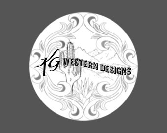 Southwest Desert Mountain Cactus Scene - Western Scrollwork Carving Tracing Design Pattern