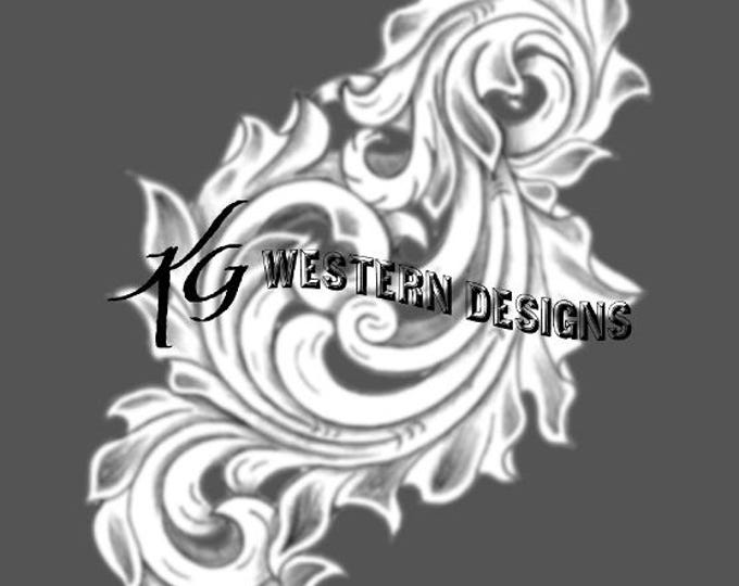Western Scrollwork-Vines-Leather Tooling Tracing Design Pattern