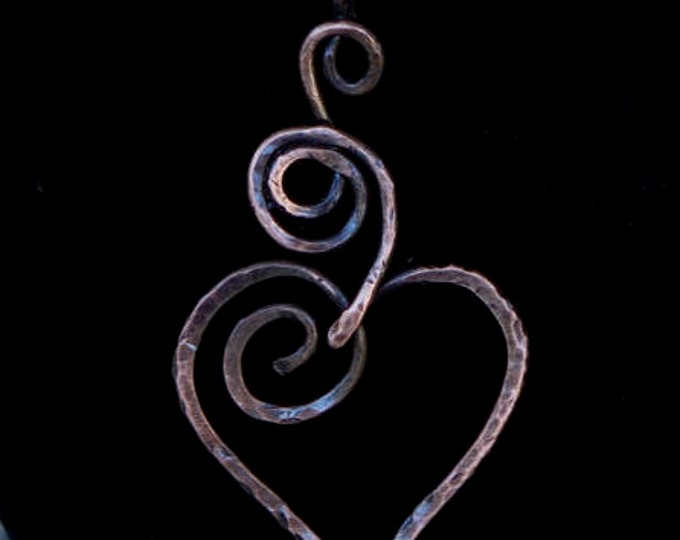 Beaten Copper Heart Pendant Necklace