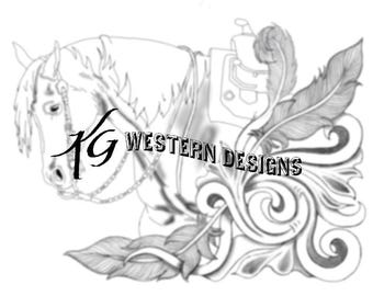 Horse Portrait- Western Design Carving Leather Tooling Feathers Tracing Pattern