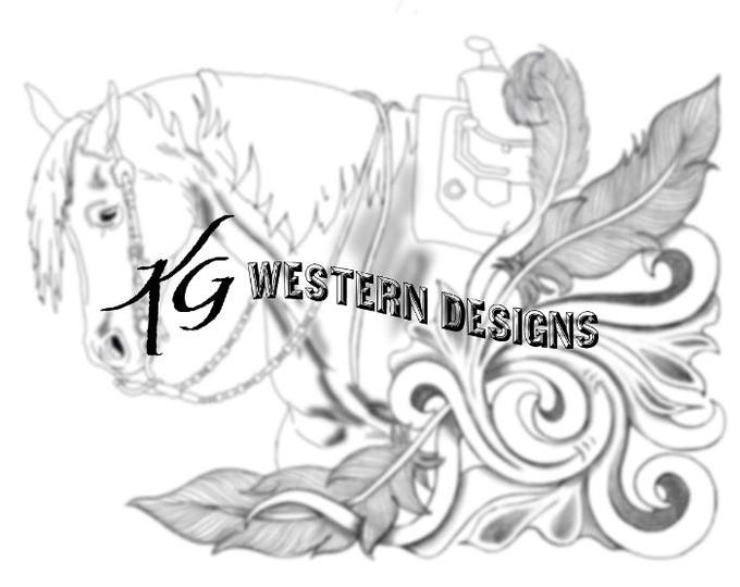 Horse Portrait- Western Design Carving Leather Tooling Feathers Tracing Pattern
