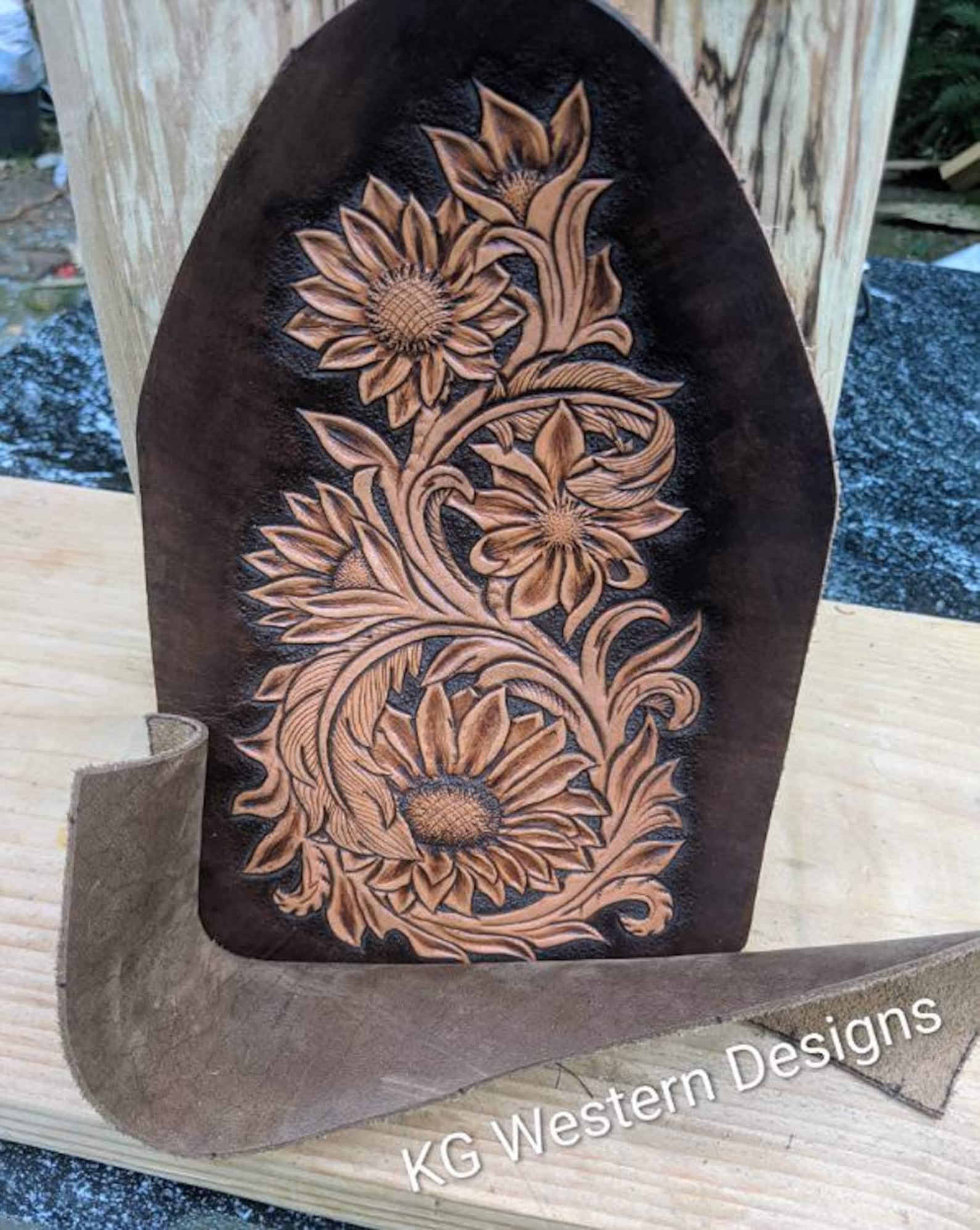 Sunflowers & Feathers Leather Tooling Tracing Design PDF Pattern - Etsy