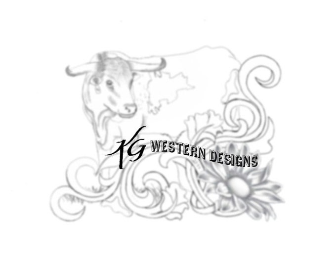 Longhorn Bull Steer-Figure Carving-Daisy-Sunflower-Western Design Leather Tooling Tracing Pattern