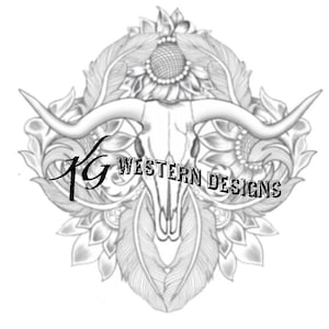 Leather Tooling Western Longhorn Cow Skull Feathers Vines Tracing Design Pattern Template