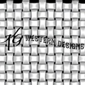 May include: A white and black woven pattern with the text "KG WESTERN DESIGNS" in black.