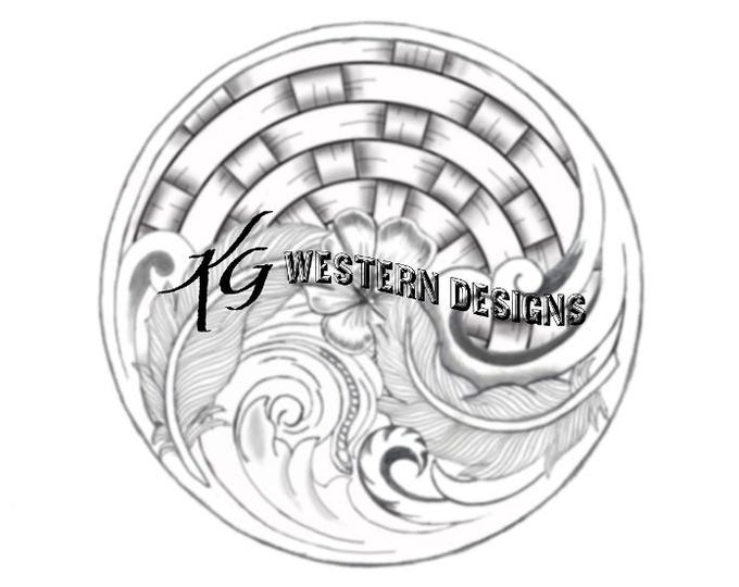Round Purse-Rope Can- Large Circular Basket Weave - Western Scrollwork and Feathers Carving Tracing Design Pattern