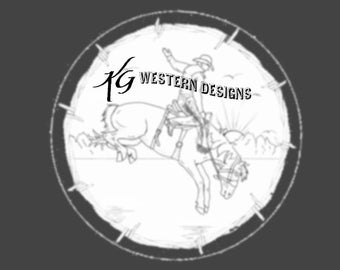 Round Purse-Rope Can- Bucking Horse, Cowboy and Bronc -Mountains- Rodeo- Carving Tracing Design Pattern