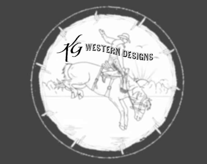 Round Purse-Rope Can- Bucking Horse, Cowboy and Bronc -Mountains- Rodeo- Carving Tracing Design Pattern