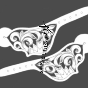 Tooled Spur Straps Pattern Template- Leather Pattern PDF- Southwestern Design With Vines