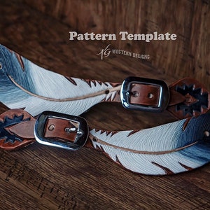 Leather Feather Spur Straps Pattern Template Womans size 8 boot