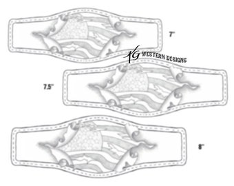 Leather Bracelet-Cuff 3 Sizes Print Out Tooling Torn American Flag Pattern Design
