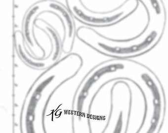 Horseshoe Leather Tooling Design- Tracing Pattern Sizes