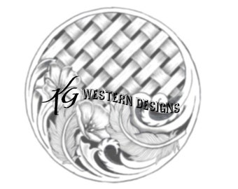 Round Purse-Rope Can- Large Basket Weave - Western Scrollwork and Feathers Carving Tracing Design Pattern