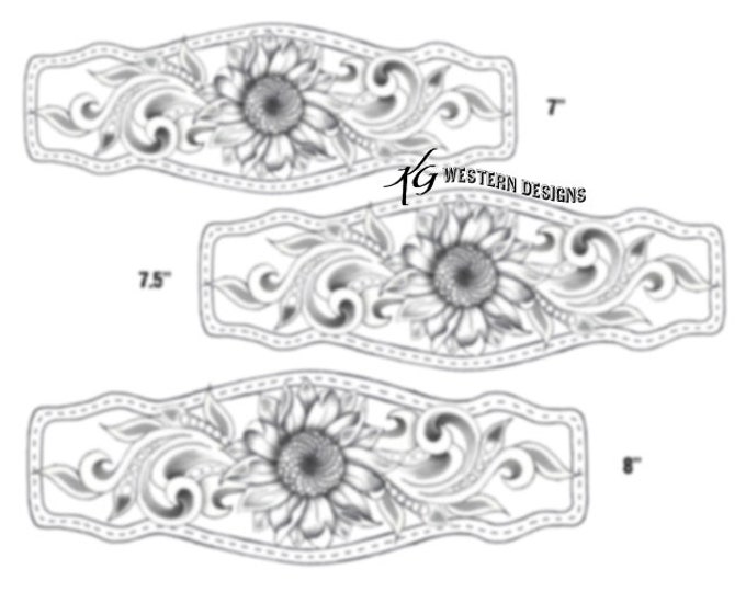 Leather Bracelet-Cuff 3 Sizes Print Out Tooling Sunflower Vines Pattern Design