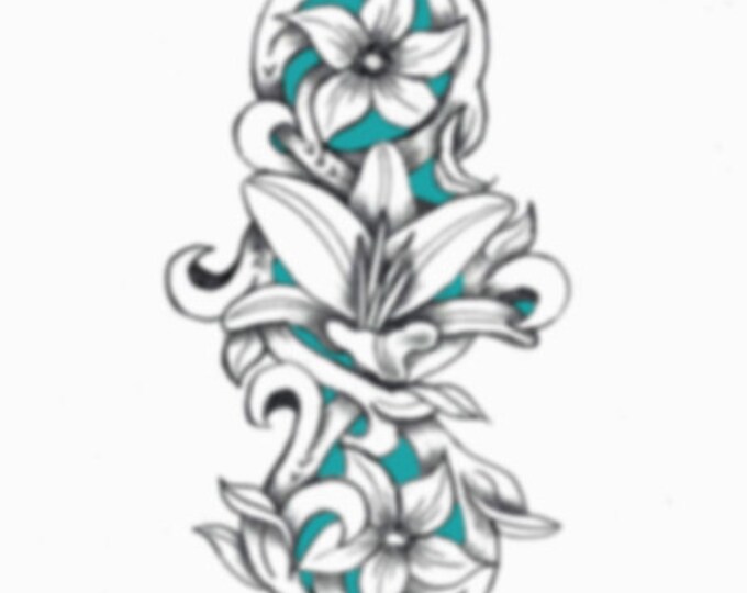 Leather Tooling Element -Madonna Lilly Scroll Vines- Tracing Design Pattern