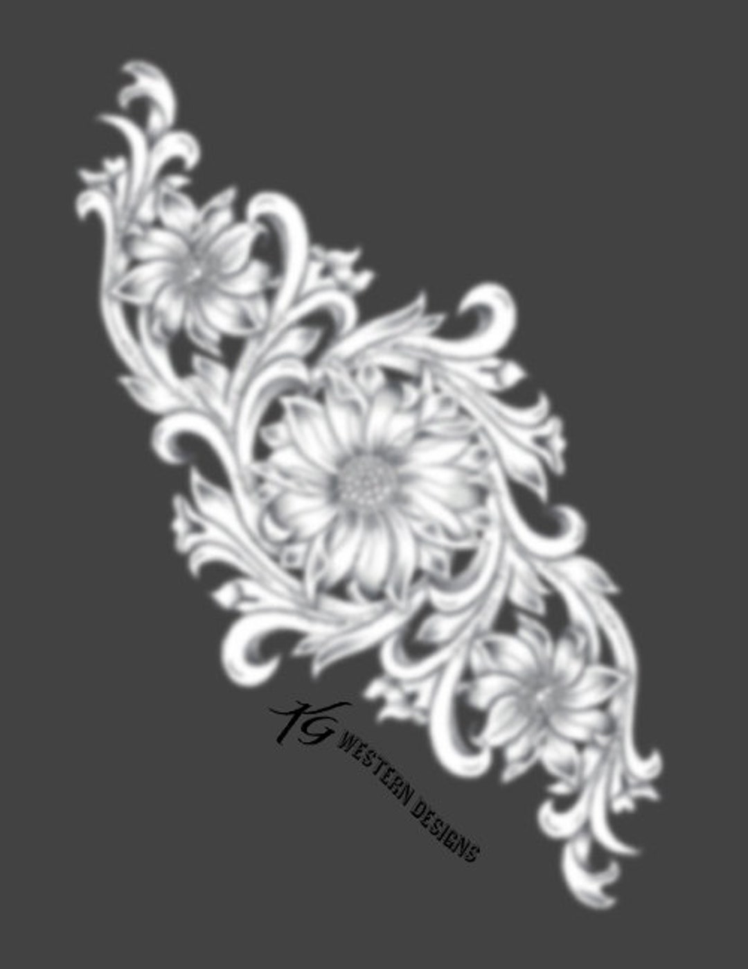 Daisy Sunflower Floral Vines DIY Leather Tooling Tracing Design Pattern ...